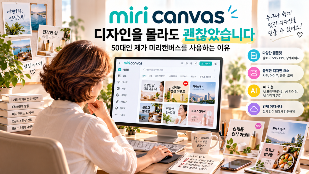 디자인을 몰라도 괜찮았습니다. 50대인 제가 미리캔버스를 사용하는 이유